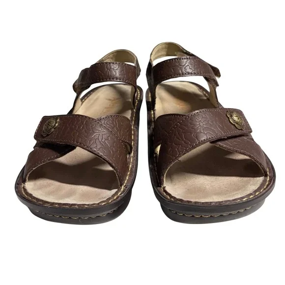 Alegria Lul-7608X Brown Leather Platform Sandals Womens 37 Adjustable Straps - Picture 2 of 11